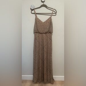 Adrianna Papell Brown Beaded Maxi Dress